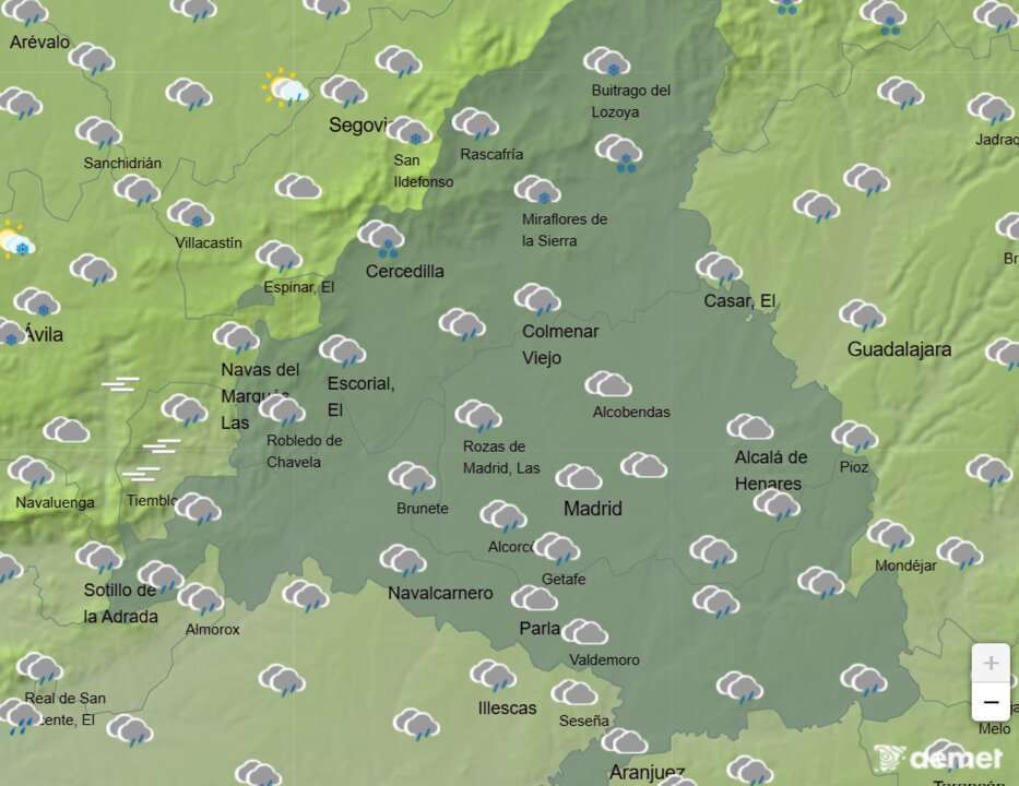 Clima en Madrid este miércoles: pronóstico de nubes y lluvia ligera