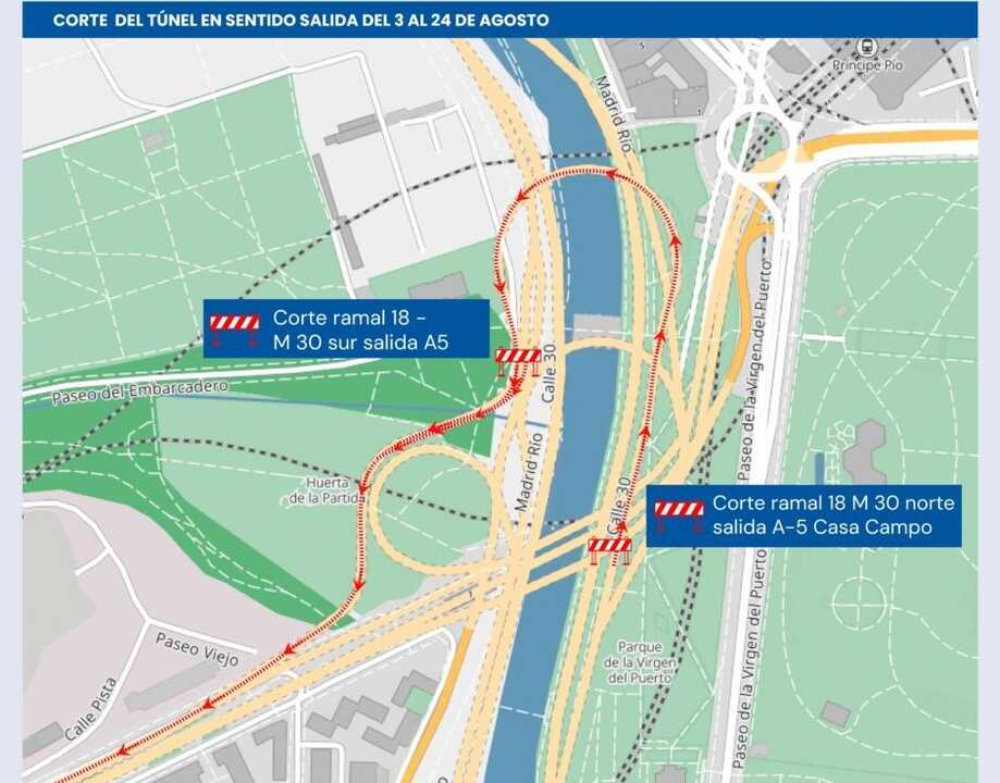 Importante cierre del túnel de salida de la A-5 en agosto: lo que necesitas saber